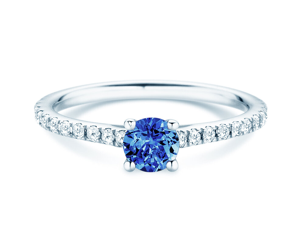 Geburtsstein-Ring Pure Colour September in 14K Weißgold mit Saphir 0,50ct und Diamanten 0,26ct