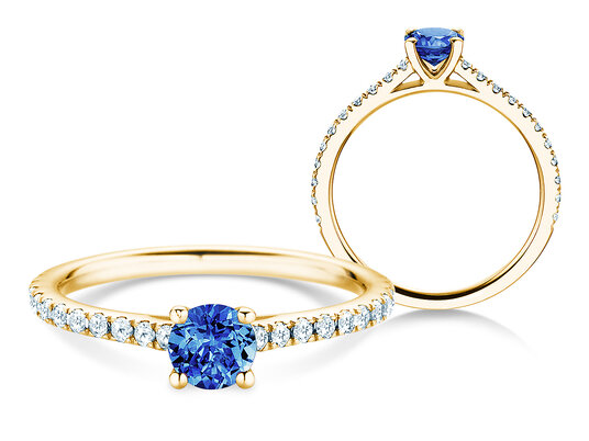 Geburtsstein-Ring Pure Colour September in 9K Weißgold mit Saphir 0,50ct und Diamanten 0,26ct