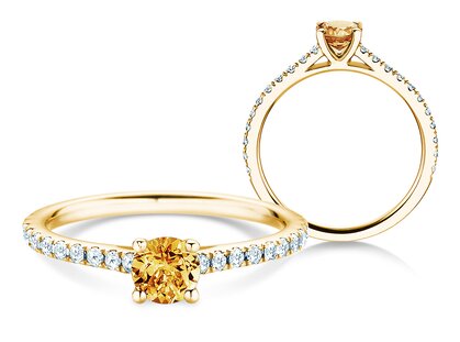 Geburtsstein-Ring Pure Colour November in 18K Gelbgold mit Citrin 0,50ct und Diamanten 0,26ct