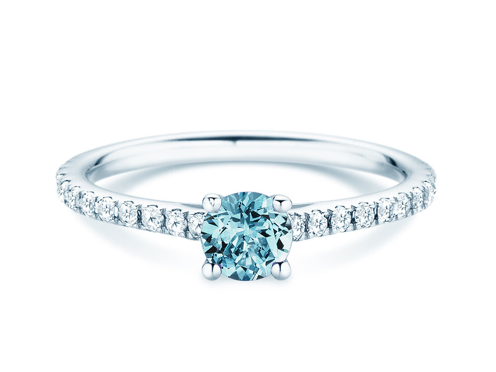 Geburtsstein-Ring Pure Colour Dezember in 14K Weißgold mit Blautopas 0,50ct und Diamanten 0,26ct