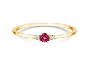 Geburtsstein-Ring Vivid Petite Januar in 14K Gelbgold mit Granat 0,11ct und Diamanten 0,02ct
