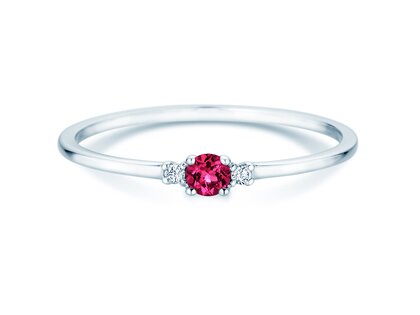 Geburtsstein-Ring Vivid Petite Januar in 14K Weißgold mit Granat 0,11ct und Diamanten 0,02ct