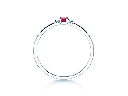 Geburtsstein-Ring Vivid Petite Januar in 14K Weißgold mit Granat 0,11ct und Diamanten 0,02ct