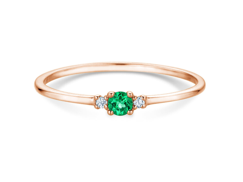 Geburtsstein-Ring Vivid Petite Mai in 14K Roségold mit Smaragd 0,08ct und Diamanten 0,02ct