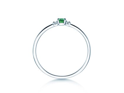 Geburtsstein-Ring Vivid Petite Mai in 9K Weißgold mit Smaragd 0,08ct und Diamanten 0,02ct