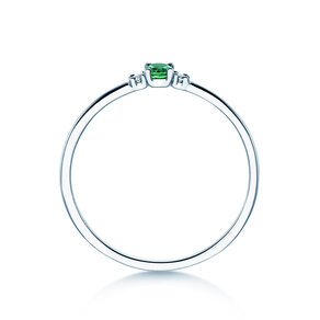 Geburtsstein-Ring Vivid Petite Mai in 9K Weißgold mit Smaragd 0,08ct und Diamanten 0,02ct