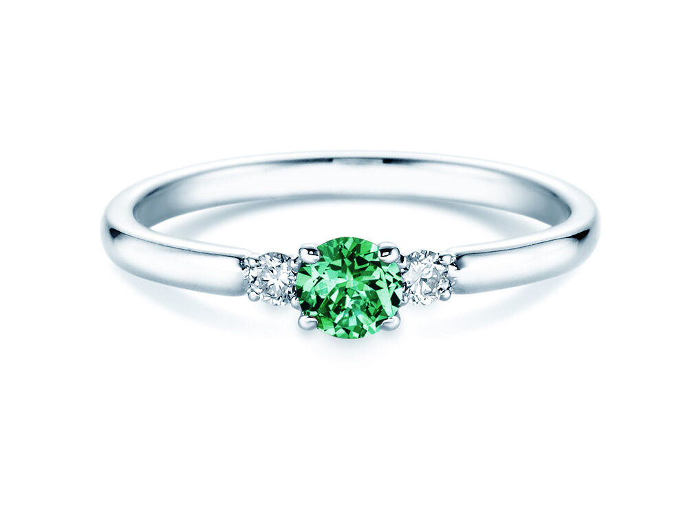 Geburtsstein-Ring Vivid Petite Mai in 9K Weißgold mit Smaragd 0,23ct und Diamanten 0,07ct