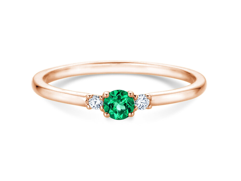 Geburtsstein-Ring Vivid Petite Mai in 14K Roségold mit Smaragd 0,16ct und Diamanten 0,04ct
