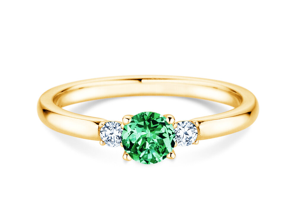 Geburtsstein-Ring Vivid Petite Mai in 9K Gelbgold mit Smaragd 0,35ct und Diamanten 0,15ct