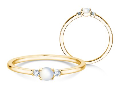 Geburtsstein-Ring Vivid Petite in 14K Gelbgold mit Mondstein 0,07ct