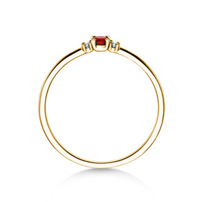 Geburtsstein-Ring Vivid Petite Juli in 9K Gelbgold mit Rubin 0,11ct und Diamanten 0,02ct
