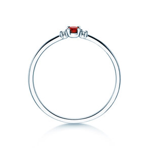 Geburtsstein-Ring Vivid Petite Juli in 9K Weißgold mit Rubin 0,11ct und Diamanten 0,02ct