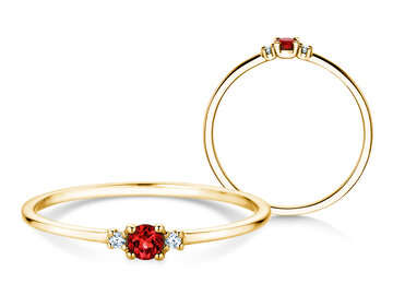Geburtsstein-Ring Vivid Petite Juli in 9K Weißgold mit Rubin 0,11ct und Diamanten 0,02ct
