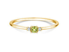 Geburtsstein-Ring Vivid Petite August in 14K Gelbgold mit Peridot 0,10ct und Diamanten 0,02ct