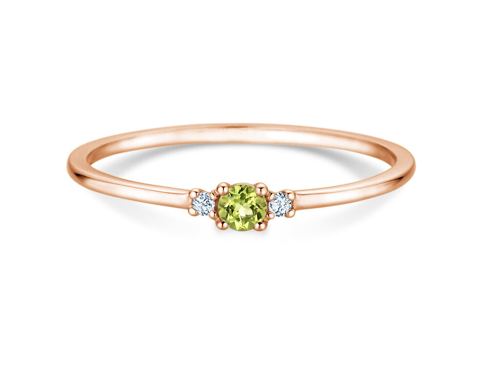 Geburtsstein-Ring Vivid Petite August in 14K Roségold mit Peridot 0,10ct und Diamanten 0,02ct
