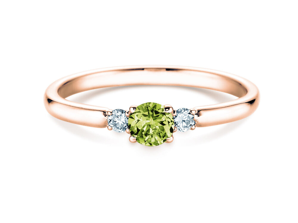 Geburtsstein-Ring Vivid Petite August in 14K Roségold mit Peridot 0,23ct und Diamanten 0,07ct