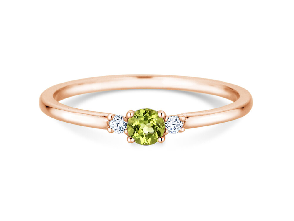 Geburtsstein-Ring Vivid Petite August in 9K Roségold mit Peridot 0,16ct und Diamanten 0,04ct