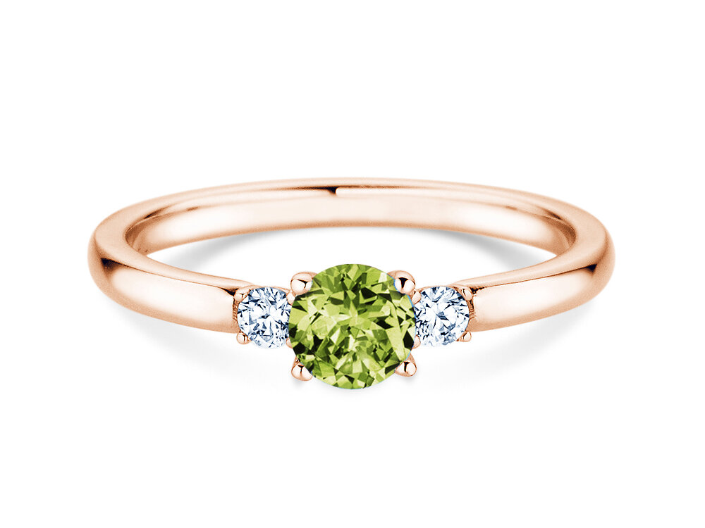 Geburtsstein-Ring Vivid Petite August in 9K Roségold mit Peridot 0,35ct und Diamanten 0,15ct