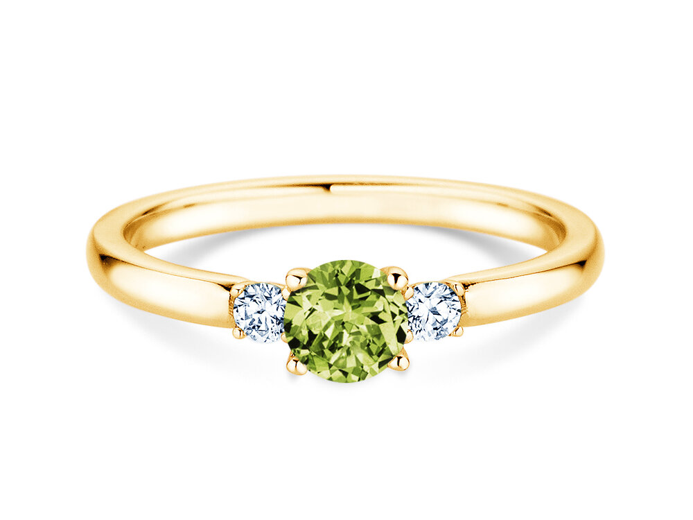 Geburtsstein-Ring Vivid Petite August in 9K Gelbgold mit Peridot 0,35ct und Diamanten 0,15ct