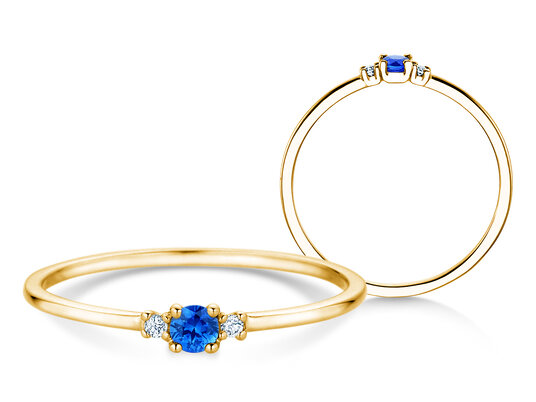 Geburtsstein-Ring Vivid Petite September in 9K Weißgold mit Saphir 0,10ct und Diamanten 0,02ct