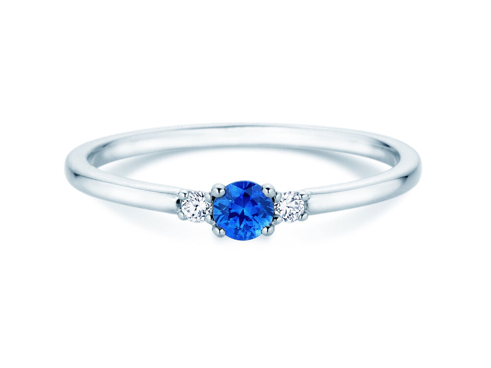 Geburtsstein-Ring Vivid Petite September in 9K Weißgold mit Saphir 0,18ct und Diamanten 0,04ct