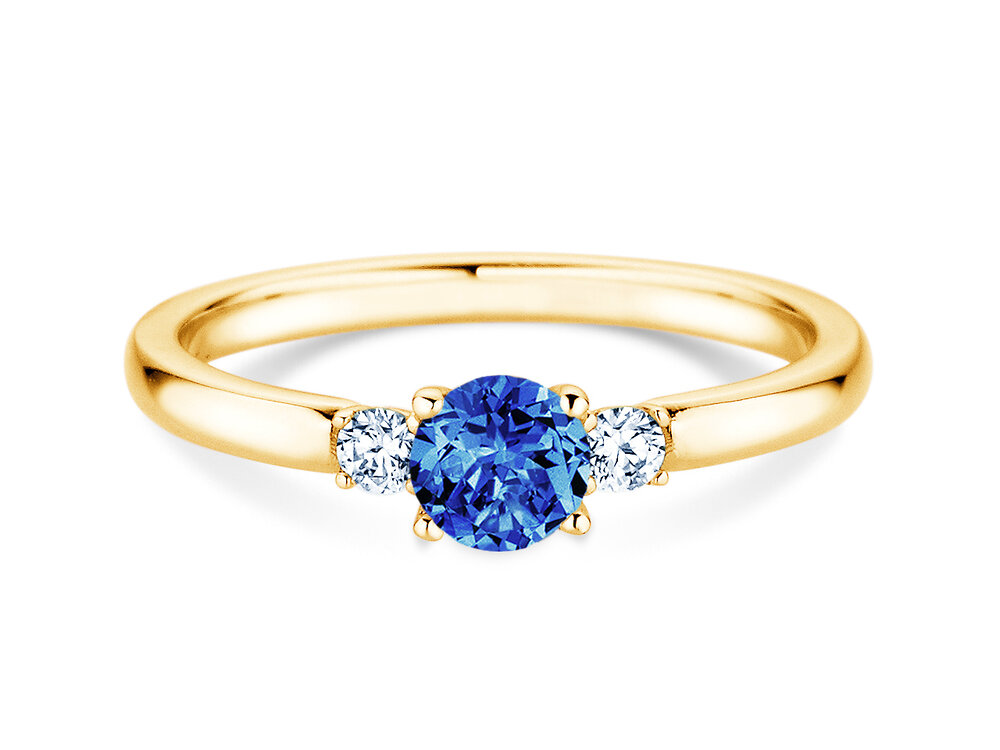 Geburtsstein-Ring Vivid Petite September in 14K Gelbgold mit Saphir 0,35ct und Diamanten 0,15ct