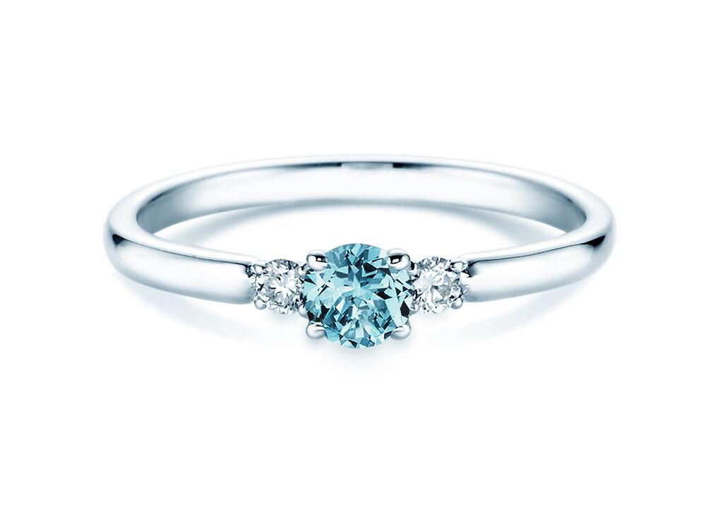 Geburtsstein-Ring Vivid Petite Dezember in 14K Weißgold mit Blautopas 0,23ct und Diamanten 0,07ct