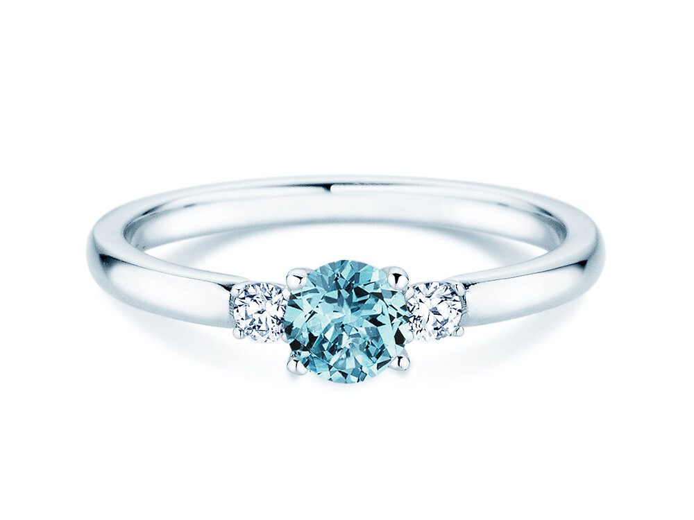 Geburtsstein-Ring Vivid Petite Dezember in 14K Weißgold mit Blautopas 0,35ct und Diamanten 0,15ct