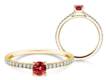 Verlobungsring Bright in 14K Weißgold mit Rubin 0,20ct und Diamanten 0,27ct