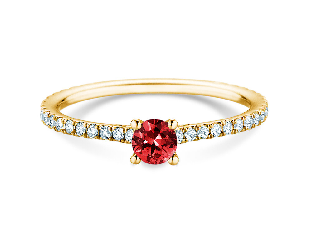 Verlobungsring Bright in 9K Gelbgold mit Rubin 0,25ct und Diamanten 0,27ct