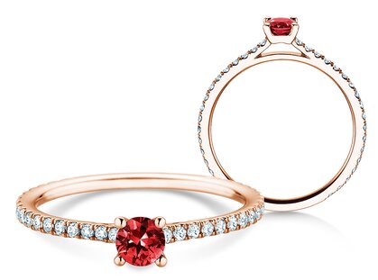 Verlobungsring Bright in 14K Roségold mit Rubin 0,20ct und Diamanten 0,27ct