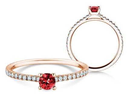 Verlobungsring Bright in 14K Roségold mit Rubin 0,20ct und Diamanten 0,27ct