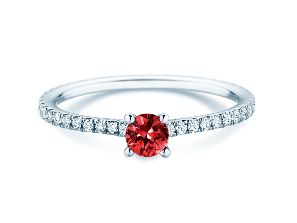Verlobungsring Bright in Platin 950/- mit Rubin 0,25ct und Diamanten 0,27ct
