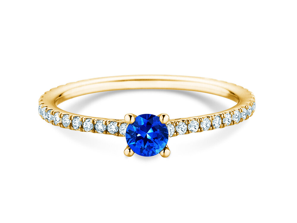 Verlobungsring Bright in 18K Gelbgold mit Saphir 0,25ct und Diamanten 0,27ct