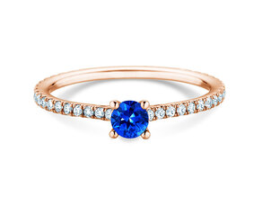 Verlobungsring Bright in 14K Roségold mit Saphir 0,20ct und Diamanten 0,27ct