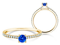 Verlobungsring Bright in 14K Gelbgold mit Saphir 0,20ct und Diamanten 0,27ct