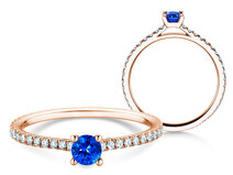 Verlobungsring Bright in 14K Roségold mit Saphir 0,20ct und Diamanten 0,27ct