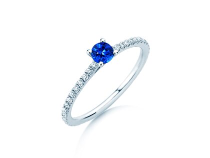 Verlobungsring Bright in 9K Weißgold mit Saphir 0,20ct und Diamanten 0,27ct