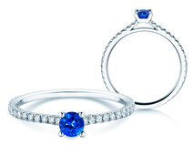 Verlobungsring Bright in 14K Weißgold mit Saphir 0,20ct und Diamanten 0,27ct