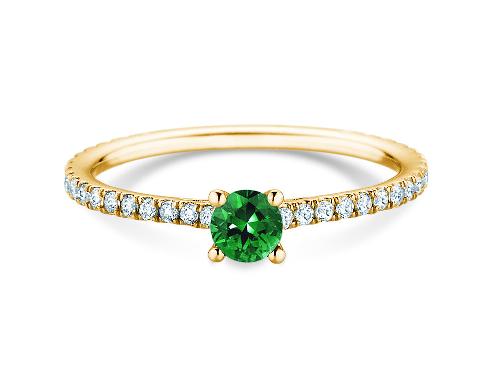 Verlobungsring Bright in 14K Gelbgold mit Smaragd 0,25ct und Diamanten 0,27ct