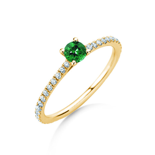 Verlobungsring Bright in 9K Gelbgold mit Smaragd 0,20ct und Diamanten 0,27ct
