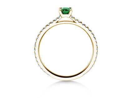 Verlobungsring Bright in 14K Gelbgold mit Smaragd 0,20ct und Diamanten 0,27ct