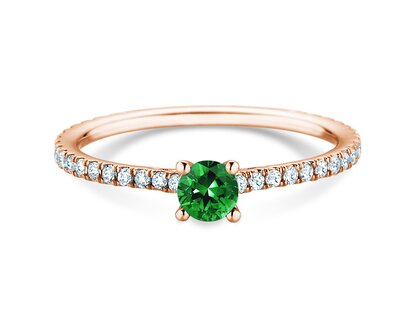 Verlobungsring Bright in 14K Roségold mit Smaragd 0,20ct und Diamanten 0,27ct