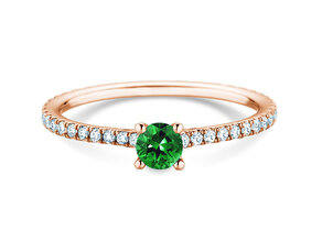 Verlobungsring Bright in 14K Roségold mit Smaragd 0,20ct und Diamanten 0,27ct