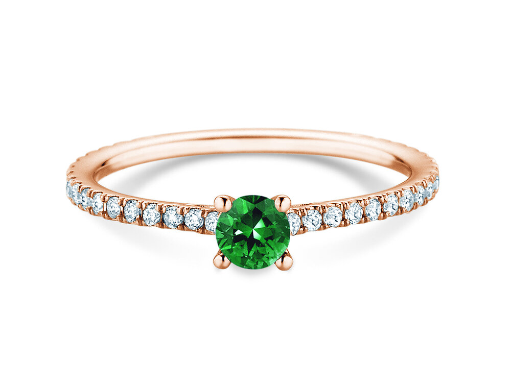 Verlobungsring Bright in 14K Roségold mit Smaragd 0,20ct und Diamanten 0,27ct