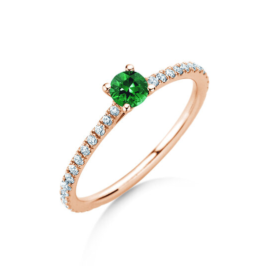 Verlobungsring Bright in 9K Roségold mit Smaragd 0,20ct und Diamanten 0,27ct