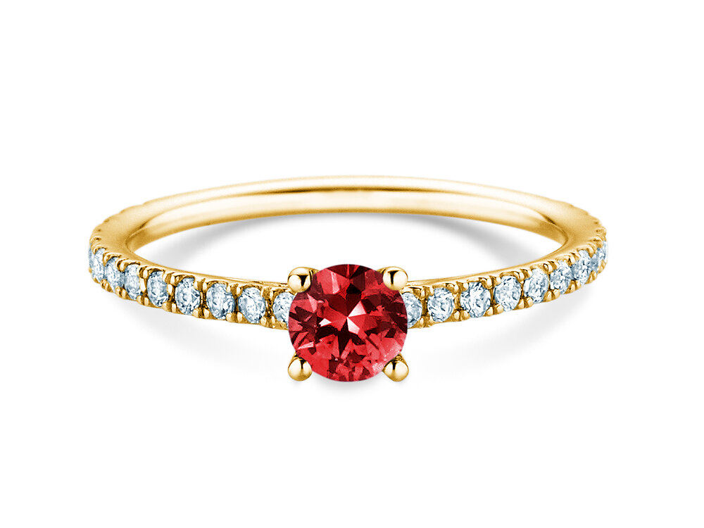 Verlobungsring Bright in 18K Gelbgold mit Rubin 0,40ct und Diamanten 0,36ct
