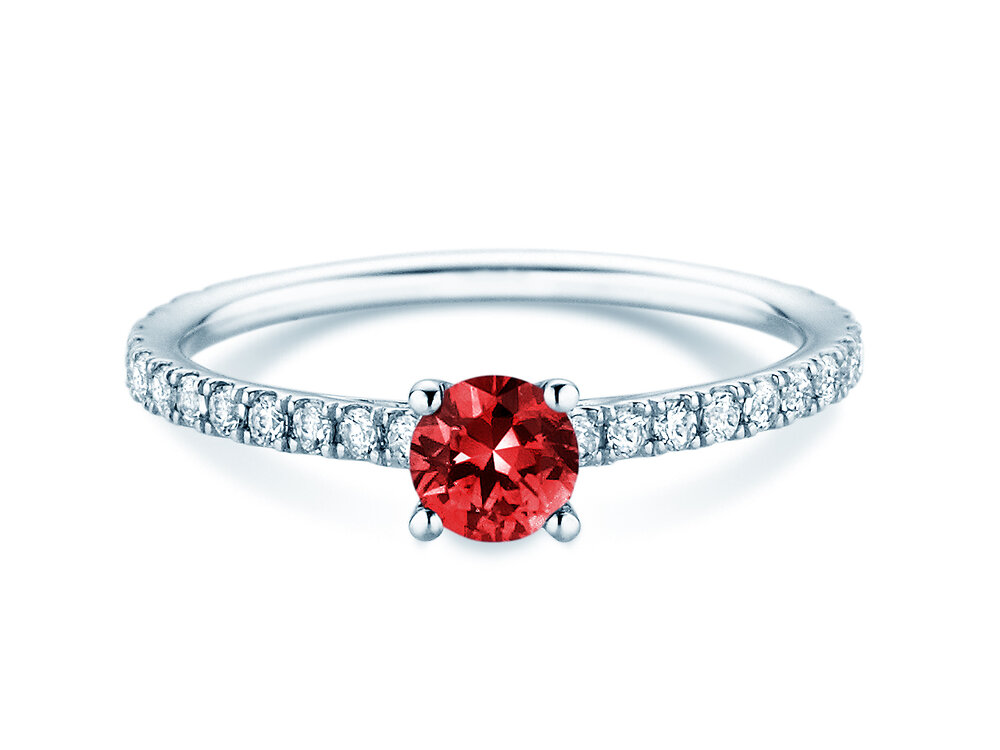 Verlobungsring Bright in Platin 950/- mit Rubin 0,40ct und Diamanten 0,36ct