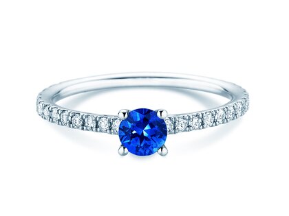 Verlobungsring Bright in 14K Weißgold mit Saphir 0,50ct und Diamanten 0,36ct