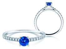 Verlobungsring Bright in 14K Weißgold mit Saphir 0,50ct und Diamanten 0,36ct